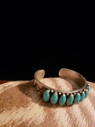 Highly Collectible KIRK SMITH Navajo Turquoise Row Sterling Silver Cuff Bracelet 2