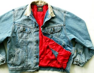 Hot Vtg Men Lee @ Lined Rider Sanforized Union Made Quilt Denim Jacket Jeans Xl