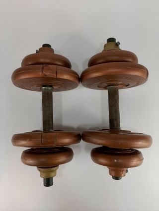 Vintage Barbell Weights Sears Ted Williams Vinyl Coated 15 Lbs Each