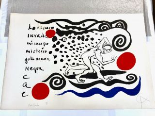 Alexander Calder Lo Oscuro Invade Mi Cuerpo Signed And Numbered By Artist & Poet