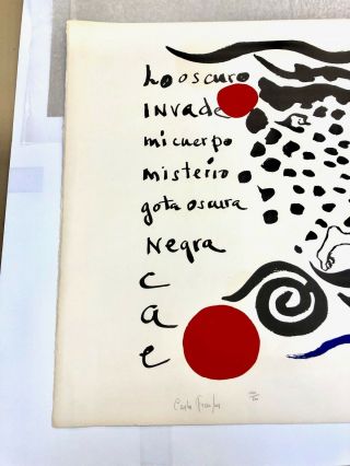 Alexander Calder Lo Oscuro Invade mi Cuerpo Signed and Numbered by Artist & Poet 2