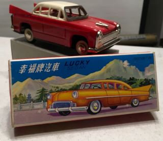 Vintage Lucky Sedan Friction Type W/box Art No.  Mf083 = Red