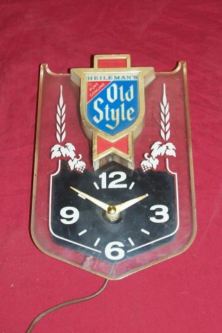For Repair Vintage Heileman’s Old Style Beer Lighted Sign Clock Bar Light Lite