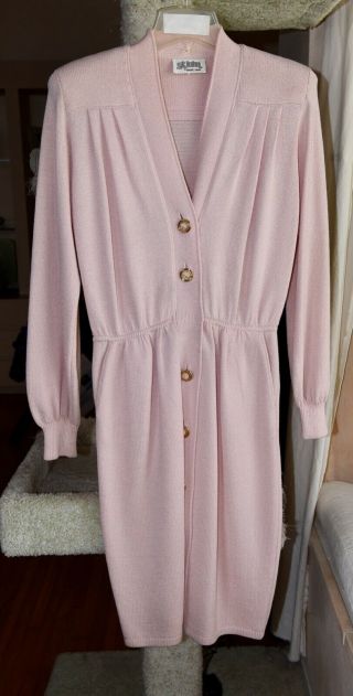 Vintage St.  John By Marie Gray Knit Pink Dress Size 4