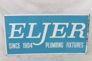 Vintage Metal Embossed Sign Advertising Sign Eljer Plumbing Fixtures Blue White