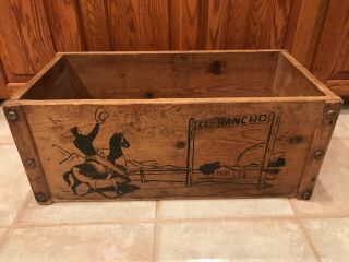 Vintage Wooden Toy Chest Cowboy/ranch Theme - Top Is Missing