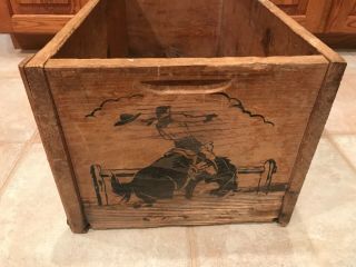 Vintage Wooden Toy Chest Cowboy/Ranch Theme - Top is missing 2