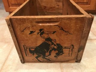 Vintage Wooden Toy Chest Cowboy/Ranch Theme - Top is missing 3