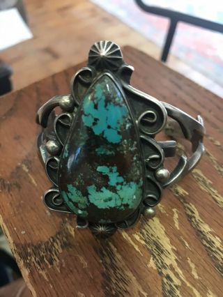 Chimney Butte Native American Number 8 Turquoise Sterling Silver Cuff Bracelet