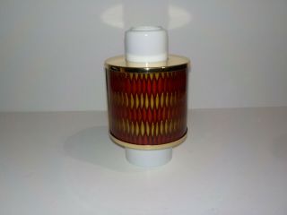 Vintage Mcm Cylinder Tube Glass Light Shade Sconce 2 Piece Gold Metal Stained