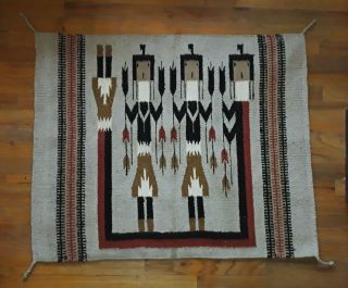 Vintage Native American (navajo) Handmade Textile Rug Wall Art 39 " X 32 "