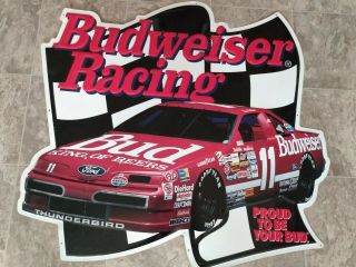 Budweiser Beer Nascar Racing Metal Sign 11 Jeff Bodine Bill Elliot 1993