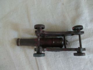 RARE ANTIQUE EAGLE SIGNAL CAST IRON TOY CANNON ORIG RED & GOLD PAINT 3