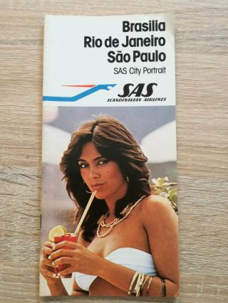 Vintage Brazil Rio De Janeiro Sas City Portrait Travel Brochure Guide 1979