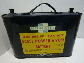 Old Vintage Homart Heavy Duty 4 Cell Power 6 Volt Battery Large