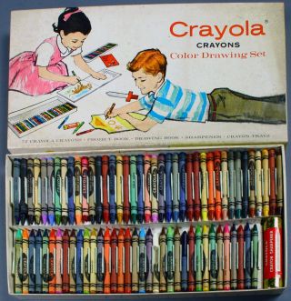Crayola Crayons Color Drawing Set Rare Sharpener - Boxed - 72 Binney & Smith - 1950s