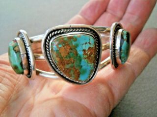 Southwestern Native American Royston Turquoise Sterling Silver Cuff Bracelet