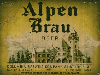 Alpen Brau Beer Label 12 " X 16 " Sign