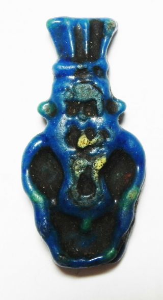 Zurqieh - As3301 - Ancient Egypt,  Choice Greco - Roman Faience Bes Amulet.