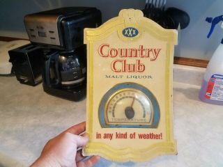 Vintage Country Club Malt Liquor Beer Thermometer Sign
