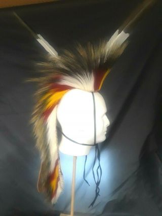 Native American Porcupine Hair Roach Powwow Regalia Authentic 22 " Long 8 " Tall