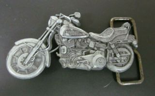 Vintage Harley Davidson Motorcycle Belt Buckle Silver Tone