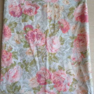 Vintage Martha Stewart Floral Fabric Shower Curtain Green Pink Cottage Chic Usa