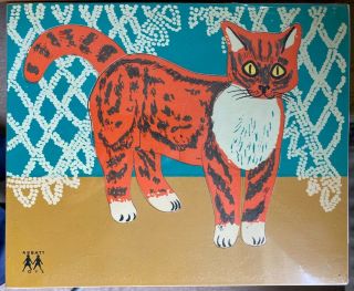 And Abbatt Toys Wooden Jigsaw Puzzle Of A Cat,  1950s / Early 60s