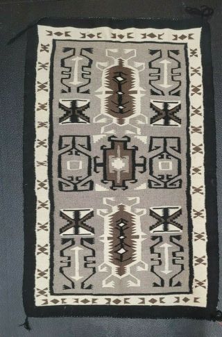 Vintage Navajo Rug Blanket - Two Grey Hills Variant Crystal Design