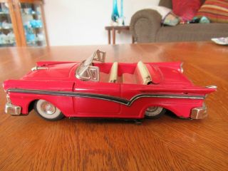 Haji Tin Red Ford Convertible Friction Car 1957 Fairlane 2