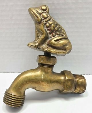 Vintage Frog Spigot Brass / Bronze Outdoor Water Faucet Hose Spicket Tap