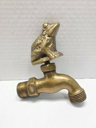 Vintage Frog Spigot Brass / Bronze Outdoor Water Faucet Hose Spicket Tap 2