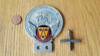 Vintage Car Badge Lancashire.  " Behold St Christopher And Go Your Way In Safety ".