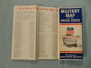Military Map Of The United States 1943 Vintage Paper Map Union Pacific Railroad