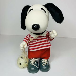 Vintage 1966 Snoopy Vinyl Soccer Doll 8 " Peanuts Posable Figure Complete Euc