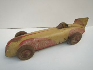 Vintage Chad Valley Tinplate Clockwork Land Speed Record Racing Car Toy