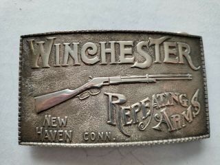 Vintage Winchester Sterling Silver Belt Buckle,  Numbered Repeating Arms 4