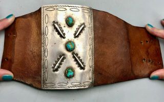 Impressive Circa 1940s Sterling Silver and Turquoise Ketoh/Bow Guard 6