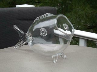 Vintage Clear Glass Open Mouth Fish 17 " Long