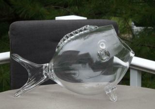 Vintage Clear Glass Open Mouth Fish 17 