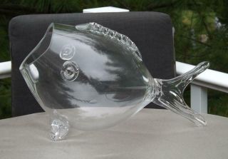 Vintage Clear Glass Open Mouth Fish 17 