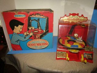 Vintage Remco 1950s " Coney Island Penny Arcade Machine " W/ Box & Toys