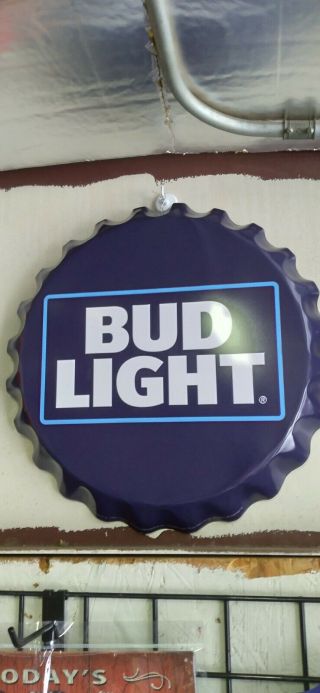Huge 18” Bud Light Bottle Cap Metal Tin Sign Home Bar Shop Wall Decor Bc2118