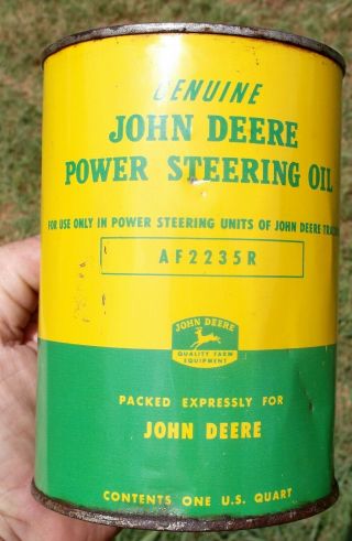 Vintage John Deere Power Steering Oil 1 Quart Can
