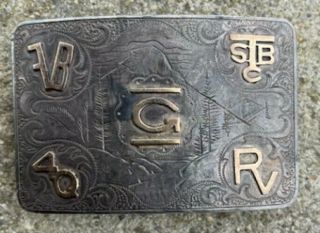 Sterling Silver Solid 14k Gold Engraved Not Bohlin Or Mccabe Western Belt Buckle