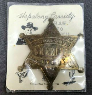 1950 Vintage Hopalong Cassidy Sheriff Badge Still In Package Xhc9