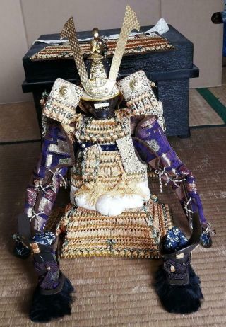 Japanese Samurai Yoroi Armor Gogatsu Doll W/box High Class Model Gold F/s