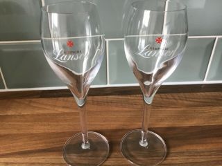 2 X Lanson Champagne Flutes Red Star.