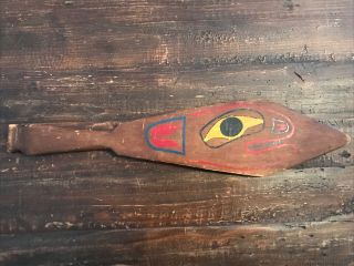 Late 1800’s Early 1900’s Tlingit Painted Cedar Dance Paddle “polychrome” Alaska