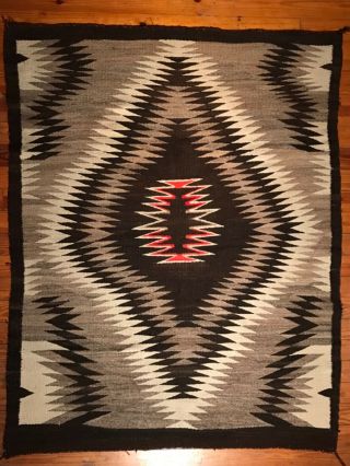 Historic Navajo Transitional Period Rug,  Brown Natural Handspun,  C1910